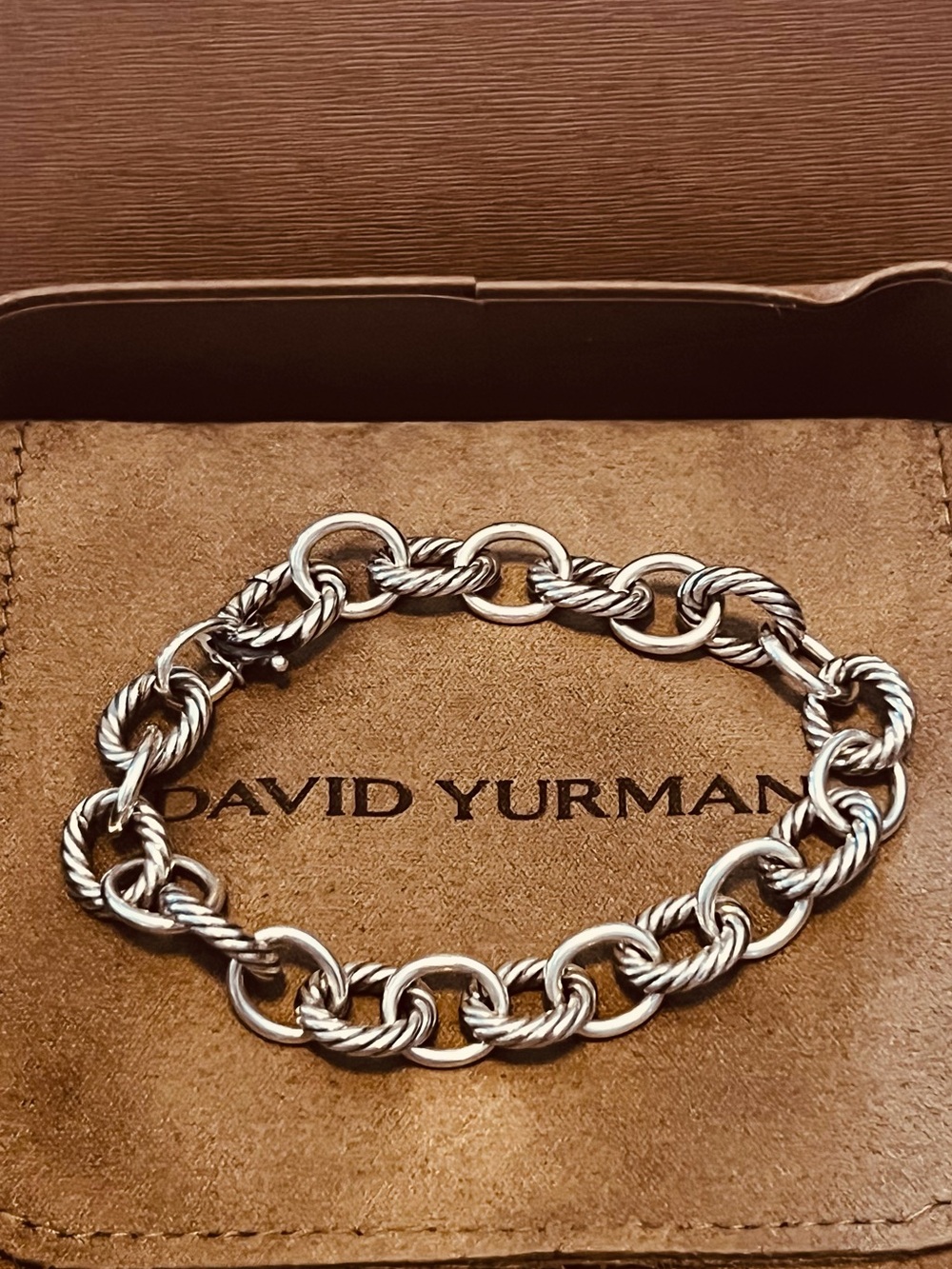 Authentic David Yurman Sterling Silver Twisted Cable Link 7.5 inch,10mm Bracelet - Picture 2 of 7